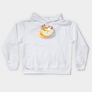 Cup with milk and honey and a bathing bear Kids Hoodie